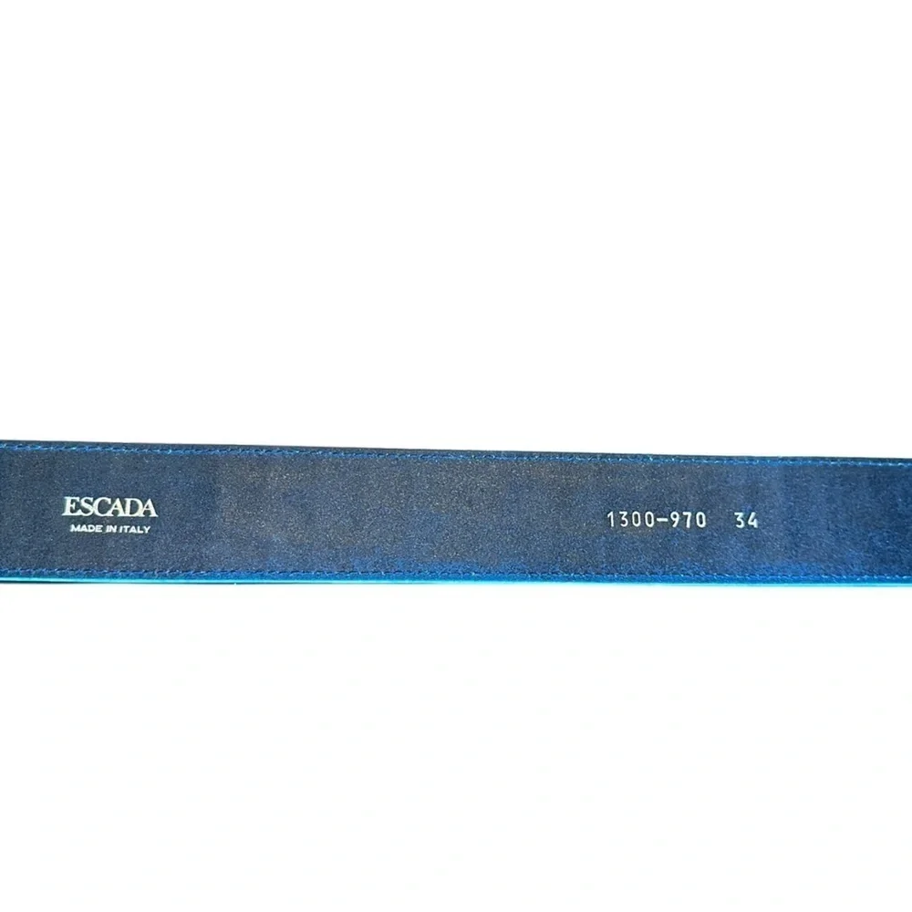 Escada Cream Embossed Belt with Silver Logo Buckle